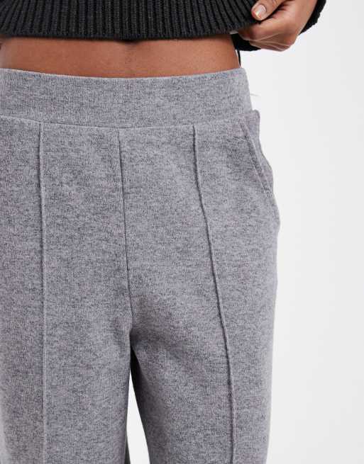 Threadbare mock knit wide leg sweatpants with seam detail in gray, 3 of 5