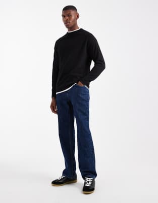 Threadbare Mock Neck Knit Sweater In Black