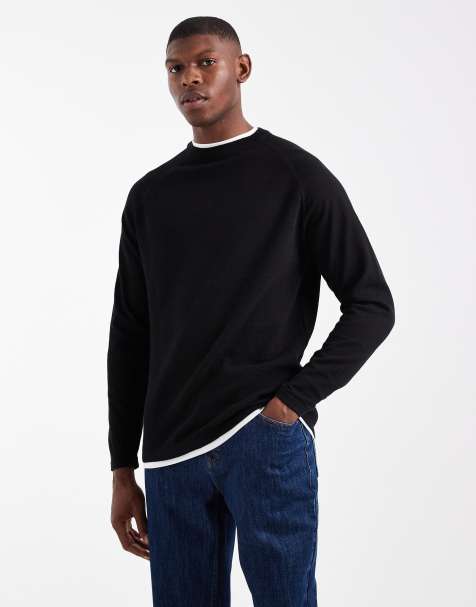Threadbare mock neck knitted jumper in black - view 1