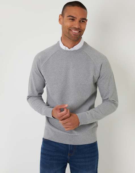 Threadbare Mock shirt raglan knitted jumper in grey - view 1