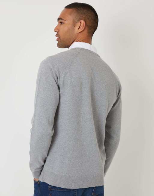 Threadbare Mock shirt raglan knitted jumper in grey, 2 of 4