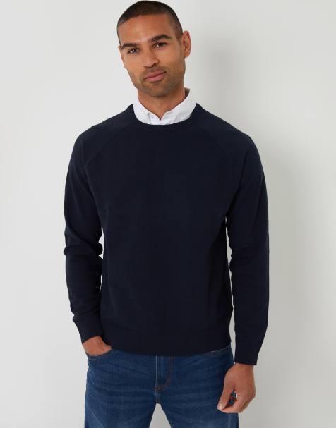 Threadbare Mock shirt raglan knitted jumper in navy - view 1