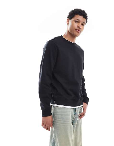 Threadbare Mock t-shirt crew neck sweatshirt in black - view 1