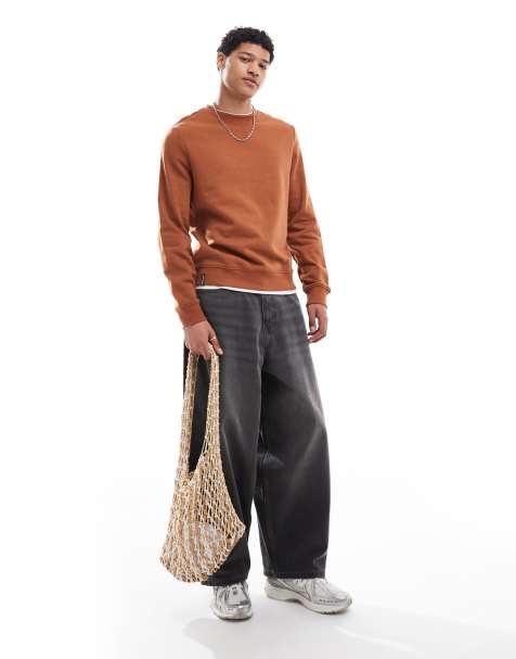 Threadbare Mock t-shirt crew neck sweatshirt in tangerine - view 1