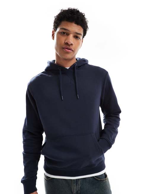 Threadbare Mock t-shirt pullover hoodie in navy