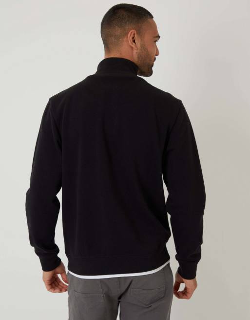 Threadbare Mock t-shirt quarter zip sweatshirt in black, 2 of 4