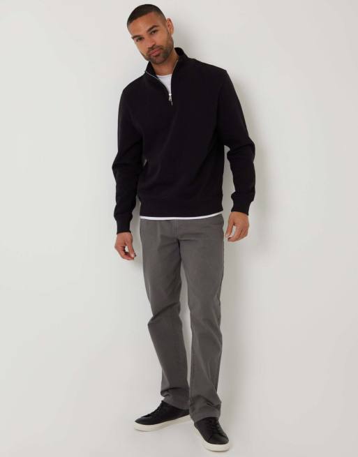 Threadbare Mock t-shirt quarter zip sweatshirt in black, 4 of 4