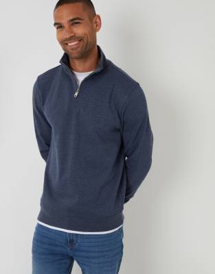 Threadbare Mock T-shirt Quarter Zip Sweatshirt In Blue
