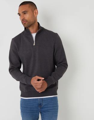 Threadbare Mock T-shirt Quarter Zip Sweatshirt In Grey