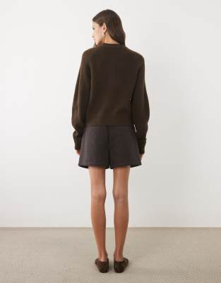 Threadbare Mock Wool Shorts In Gray