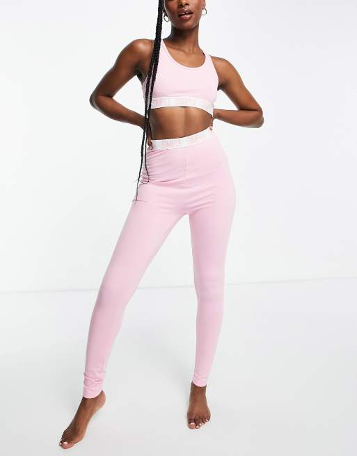 Threadbare mood logo bralette and leggings loungewear set in pink, 4 of 4