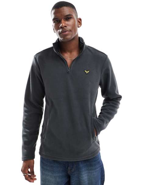 Threadbare – Mörkgrå fleece med 1/4-lång dragkedja - view 1