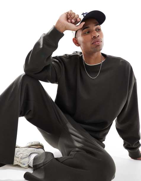 Threadbare – Mörkgrå oversize sweatshirt i fleece, del av set - view 1