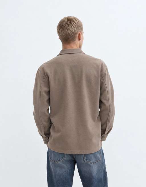 Threadbare multi pocket detail shirt in mocha brown, 10 of 10