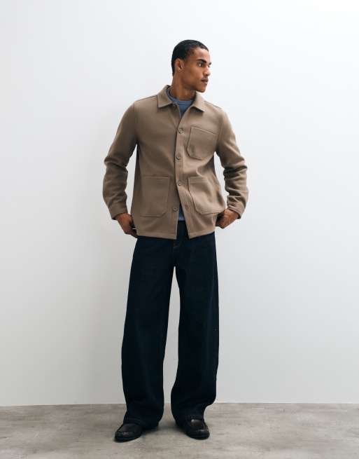 Threadbare multi pocket detail shirt in mocha brown, 2 of 5