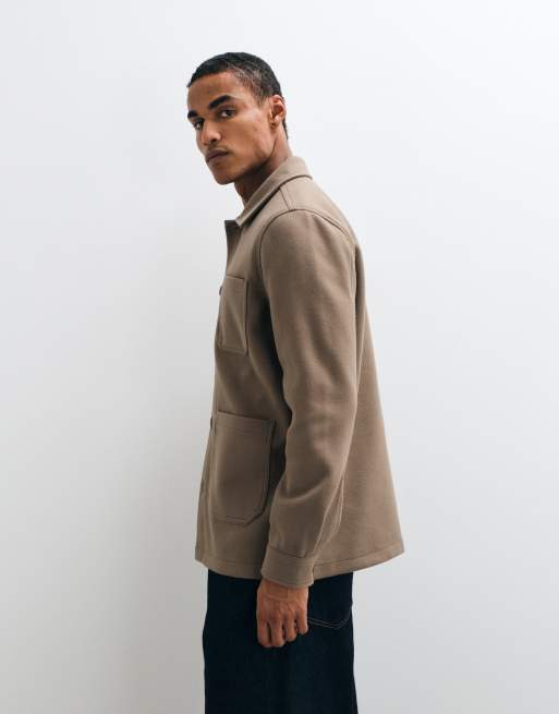 Threadbare multi pocket detail shirt in mocha brown, 4 of 5