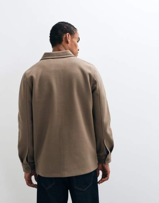 Threadbare multi pocket detail shirt in mocha brown, 5 of 5