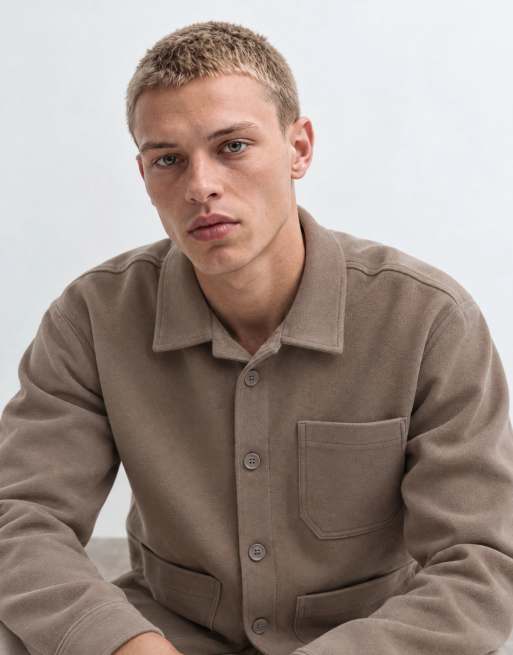 Threadbare multi pocket detail shirt in mocha brown, 8 of 10