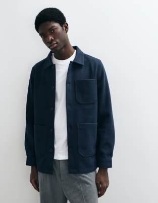 Threadbare Multi Pocket Detail Shirt In Navy