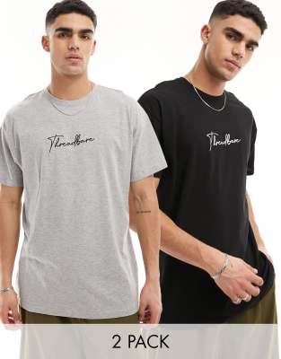 Threadbare multipack t-shirt in black and grey  - ASOS Price Checker