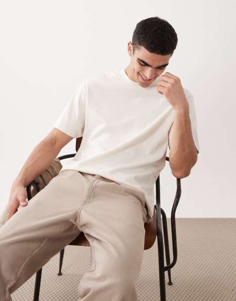 Threadbare – Naturvit, avslappnad t-shirt med rund halsringning - view 1