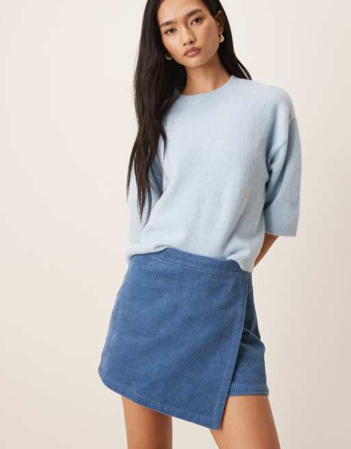 Threadbare – Niebieskie sztruksowe spódnicospodnie mini, 2 z 5