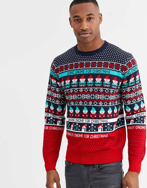 Threadbare – Novelty Gnome – Weihnachtspullover in Rot