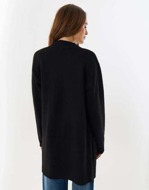 Threadbare Ocean' longline knitted cardigan in black, 2 of 4
