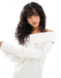 Threadbare off shoulder jumper in white