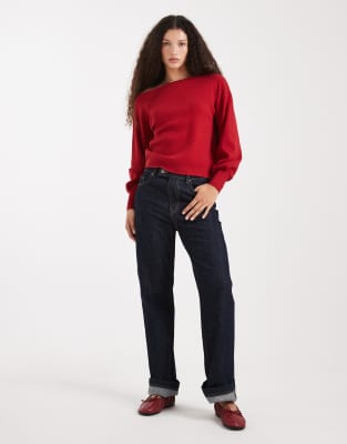 Threadbare Off-shoulder Slouchy Sweatshirt In Red
