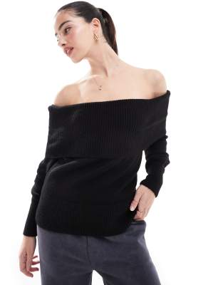 off shoulder sweater in black