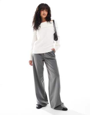 Threadbare off-shoulder sweater in white