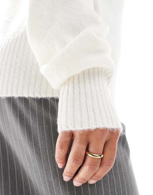 Threadbare off-shoulder sweater in white