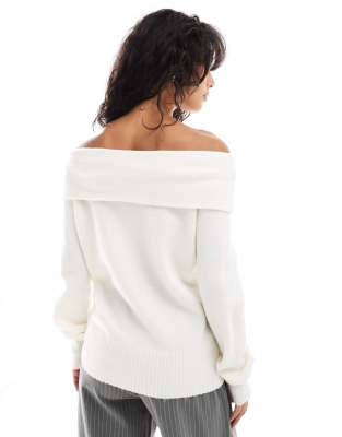 Threadbare off-shoulder sweater in white