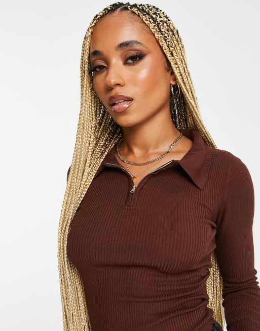 Threadbare - Olive - Trui met polohals in chocoladebruin
