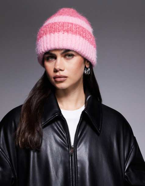 Threadbare ombre knitted hat in pink - view 1
