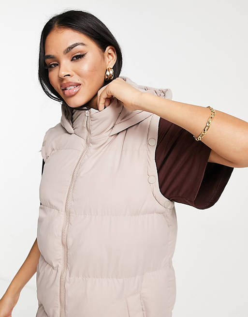 Threadbare Onyx 2 in 1 longline vest and puffer coat in taupe | ASOS