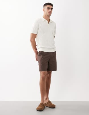 Threadbare Open Knit Short Sleeve Polo Top In Multi