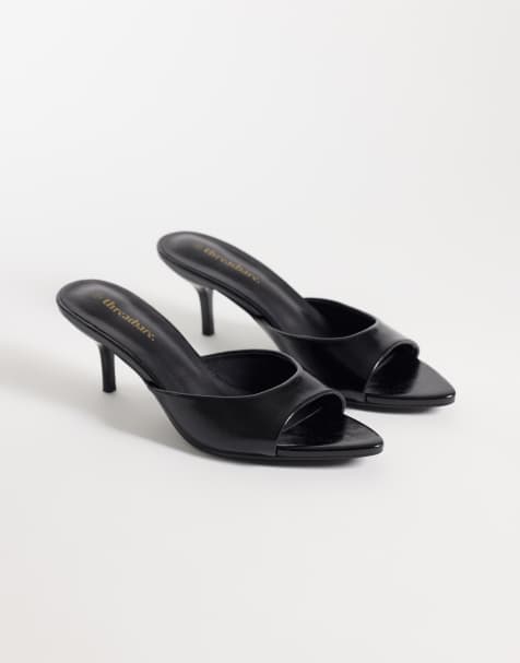 Threadbare open toe slip on mule heel in black - view 1