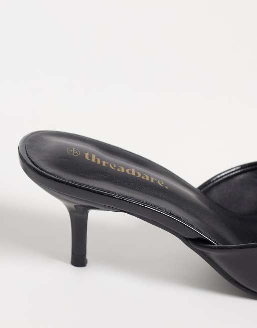 Threadbare open toe slip on mule heel in black, 4 of 4