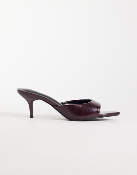 Threadbare open toe slip on mule heel in plum - view 1