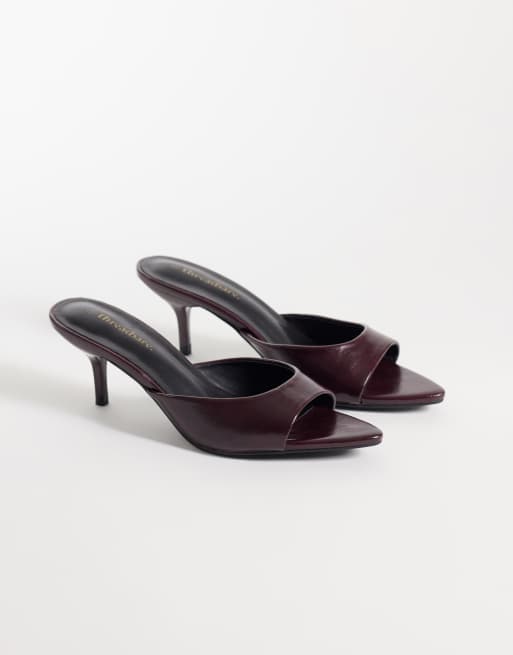 Threadbare open toe slip on mule heel in plum, 2 of 4