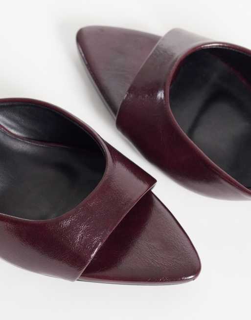 Threadbare open toe slip on mule heel in plum, 3 of 4