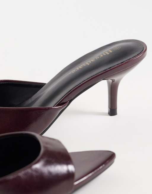 Threadbare open toe slip on mule heel in plum, 4 of 4