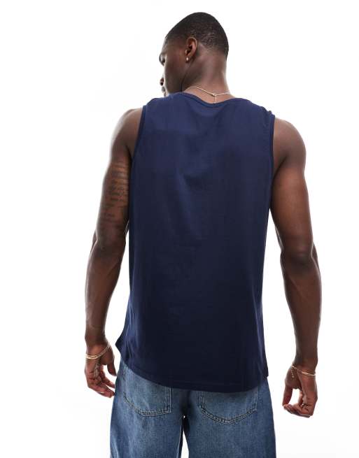 Threadbare orange embroidery singlet in navy , 2 of 4