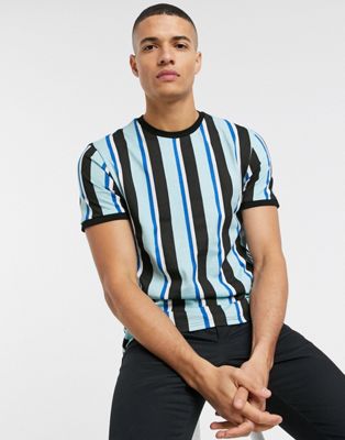 Threadbare organic cotton stripe t-shirt in blue | ASOS