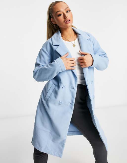Threadbare overcoat in dusky blue ASOS