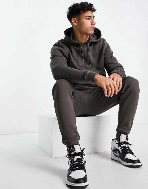 Threadbare overhead hoodie jogger tracksuit set in charcoal