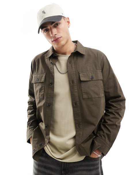 Threadbare overshirt in chocolate brown - view 1