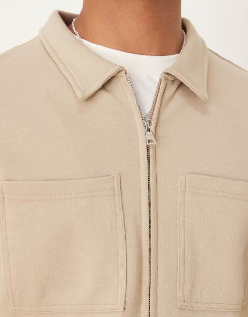 Threadbare - Overshirt met lange mouwen van 300gsm katoenmix in stone, 5 van 5